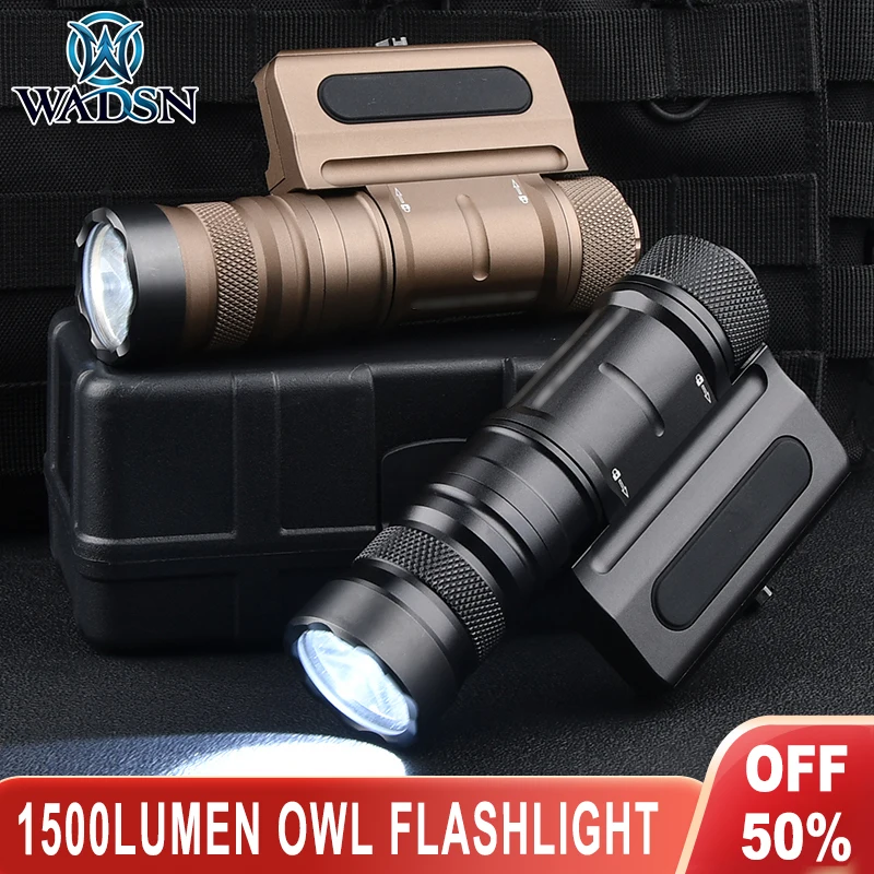 

WADSN Tactical Optimized Weapon Light 1500lumens White Light Metal OWL Flashlight Hunting Airsoft LED Scout Light Fit 20mm Rail