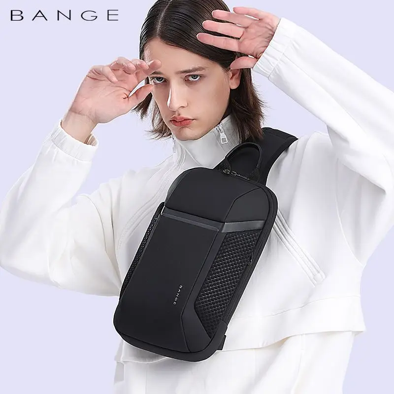 BANGE Multi functional Men\'s Oxford Crossbody Bag Anti-theft Shoulder Bags Short Trip Messenger USB Charging Chest Bag Pack