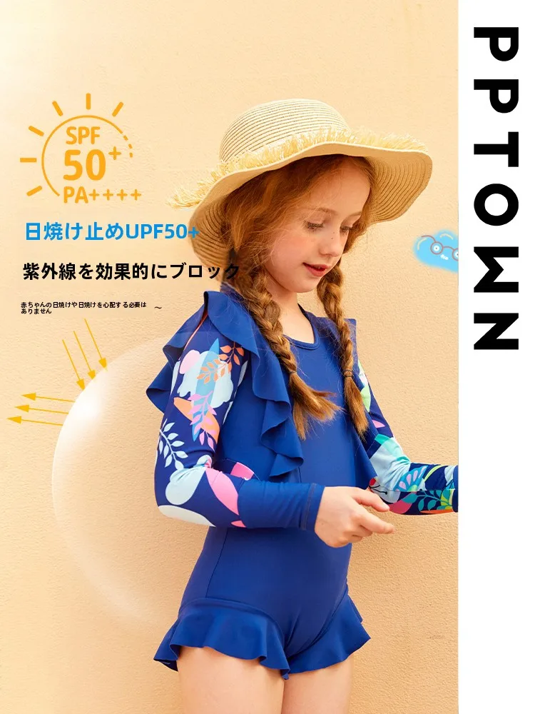 女の子用水着-速乾性ビーチウェア-子供用日焼け止め-夏服-水泳コスチューム-女性用子供用ツーピース水着