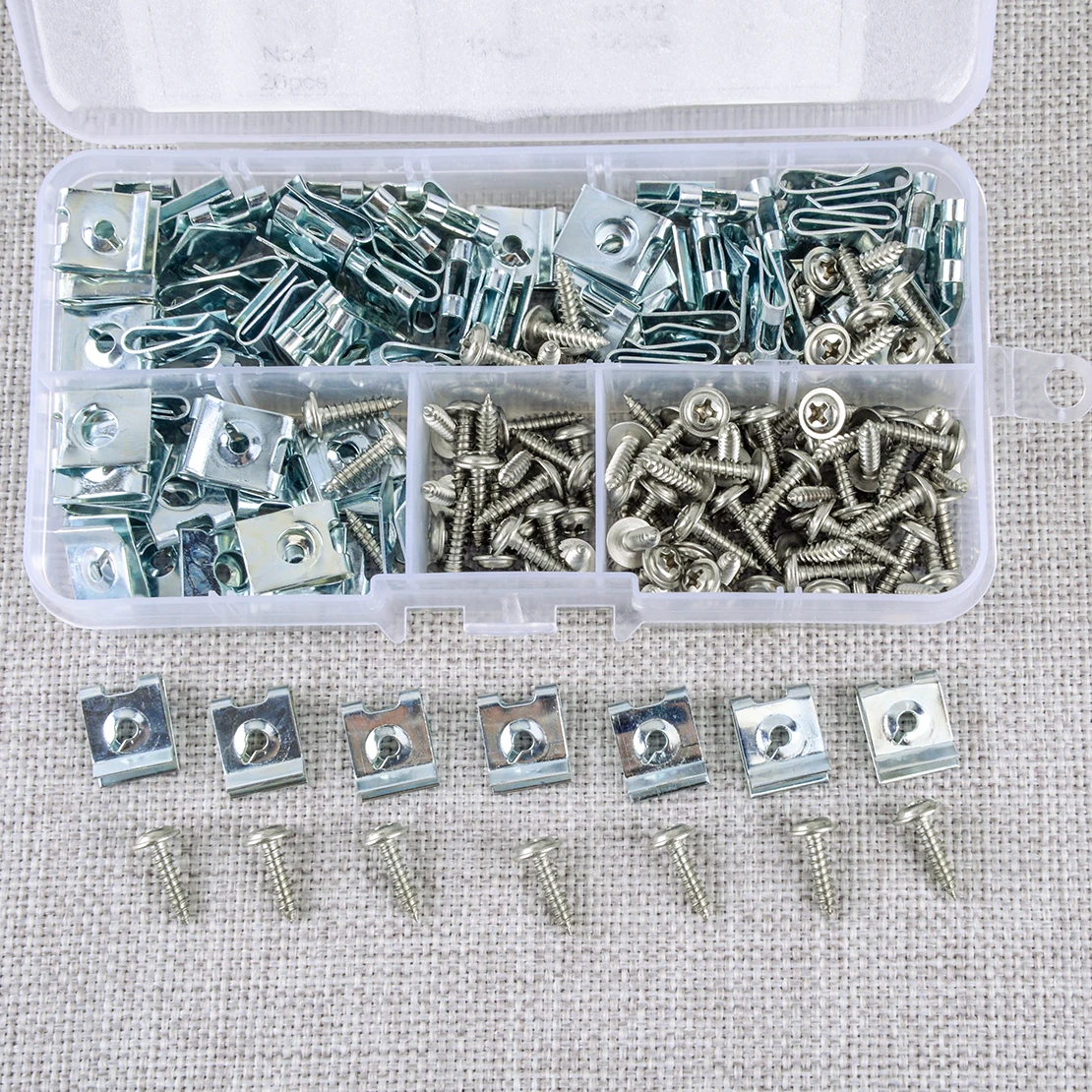 200Pcs Silver U Nuts Self Tapping Screw Spire U Clips Speed Fasteners Car Auto Motorcycles Accessories High Quality