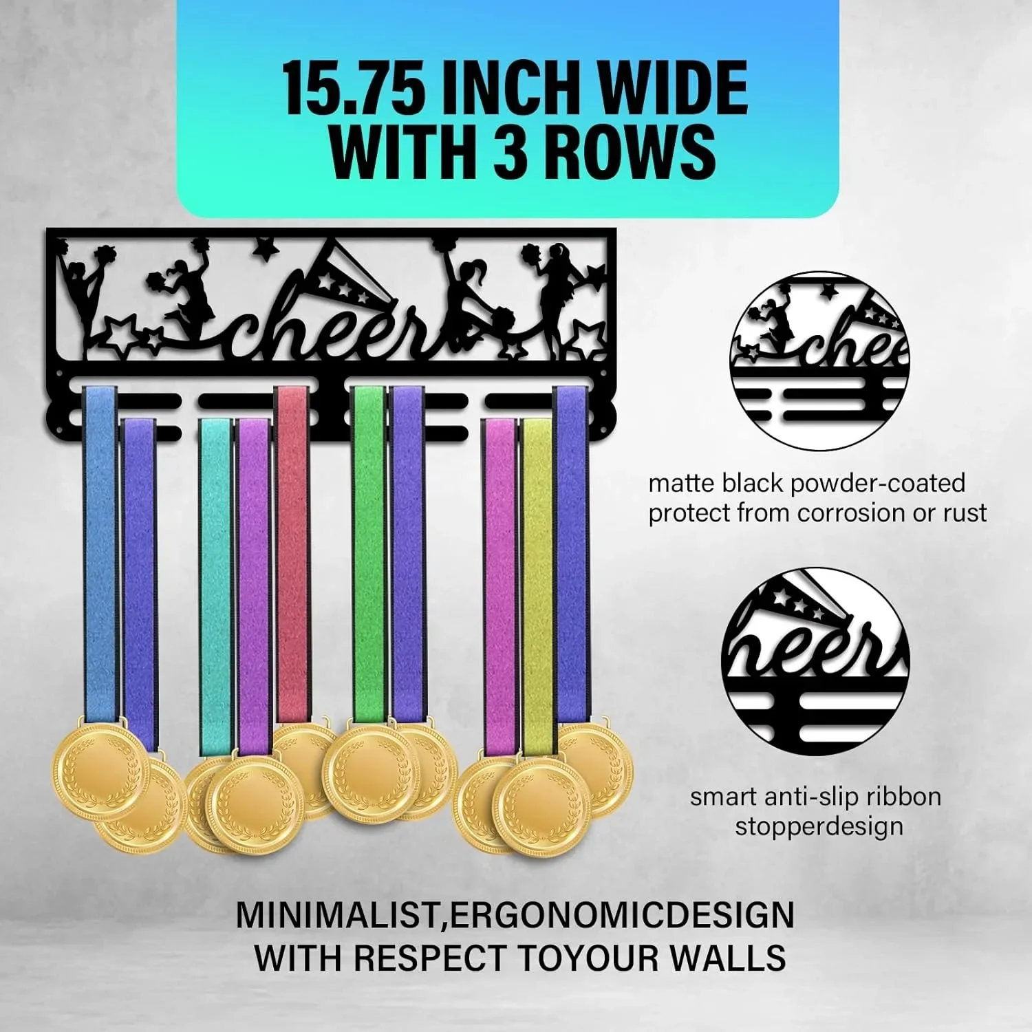 PH PandaHall Metal Cheerleading Medal Hanger, Tiered Wall Rack Holds Over 60 Medals & Ribbons
