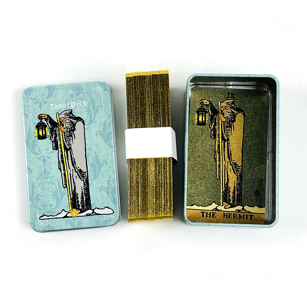 Metal Box Gilded Edition Tarot Cards Deck With Paper Guidebook, Easy-to-Read Guide, Great For Beginners, Meditation & Party Game