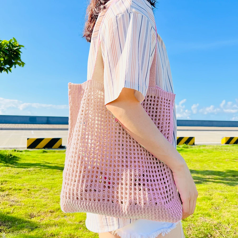 

Fashion Women Shoulder Handbags Hollow Out Knitted Shopping Bags Large Capacity Handbags Totes for Daily Leisure Shopping Travel