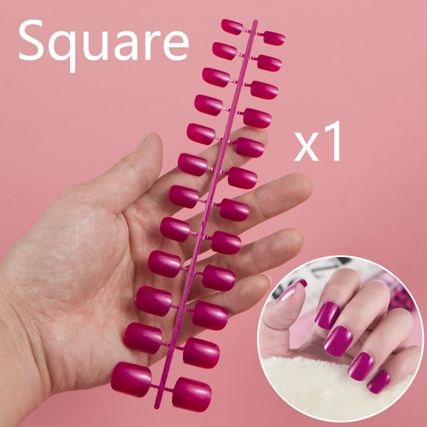 Choose Your Favourite Colors 1 Set Square Short Press on Nail False Nail Kit 24pcs/set Full Cover Faux Ongles Solid Color Nails