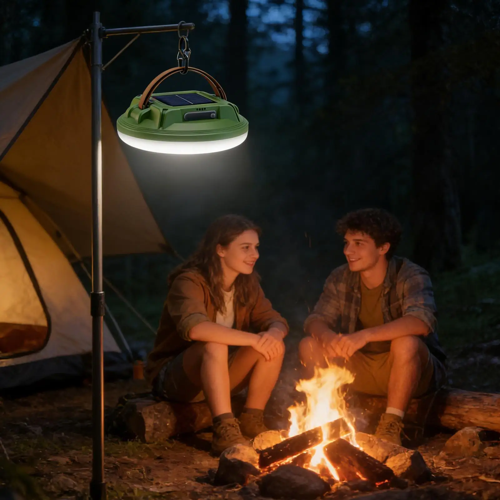 Solar Camping Lantern 4 Modes Super Bright LED Rechargeable Waterproof Light Outdoor Tent Emergency Power Outage Survival