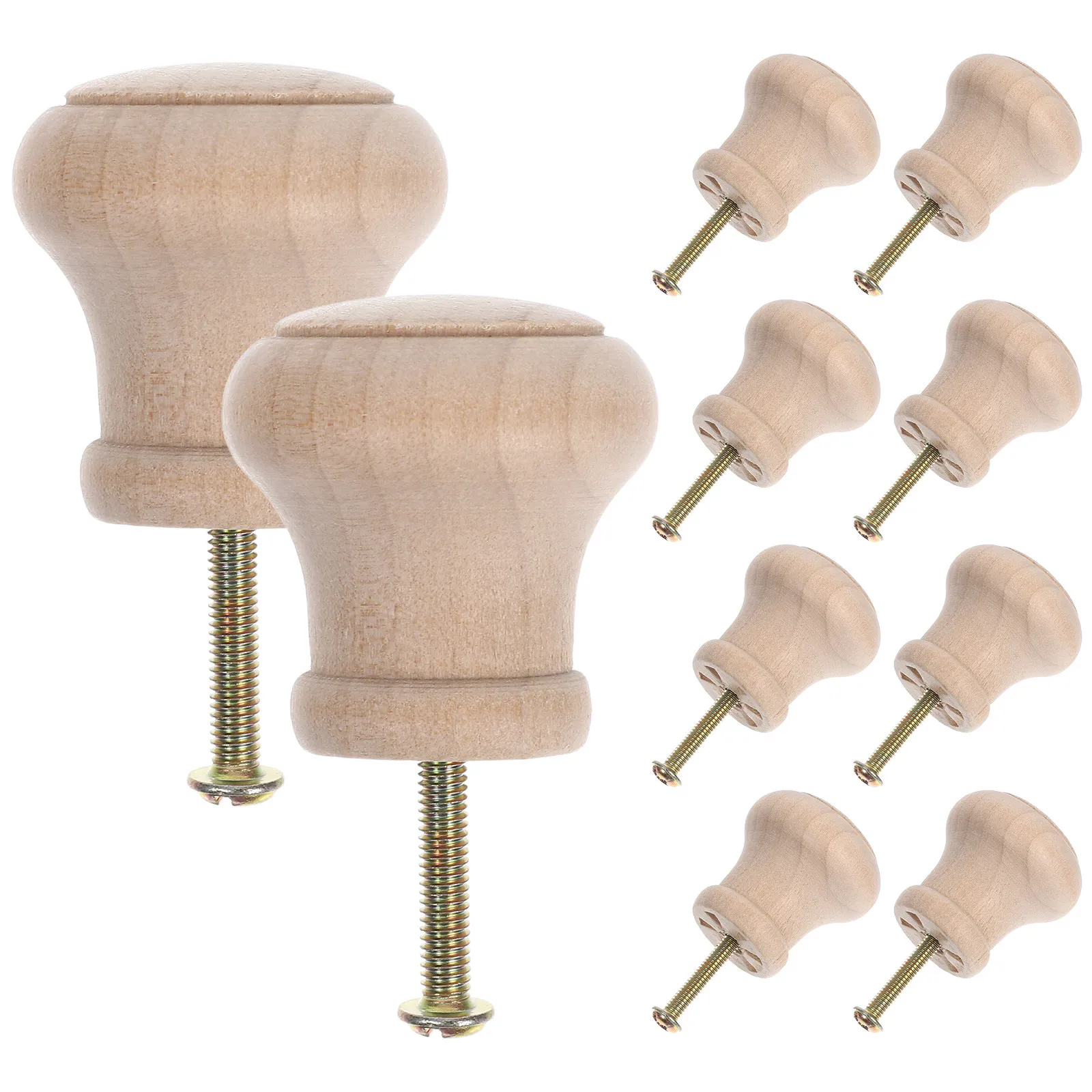 10pcs Solid Wood Drawer Pulls Round Natural Wooden Knobs for Cabinets, Dressers, Wardrobes – Unfinished Rustic
