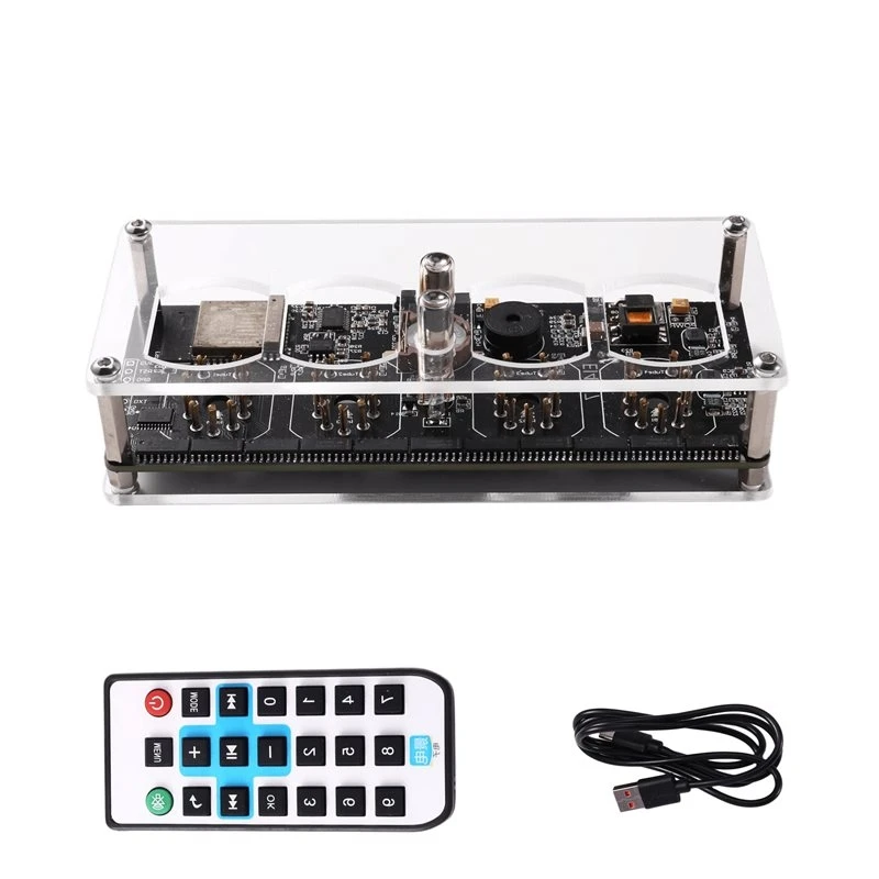 ABVA-Nixie Clock Base Glow Tube WIFI Clock Wifi Clock Digital Display Time W Temperature Remote Control