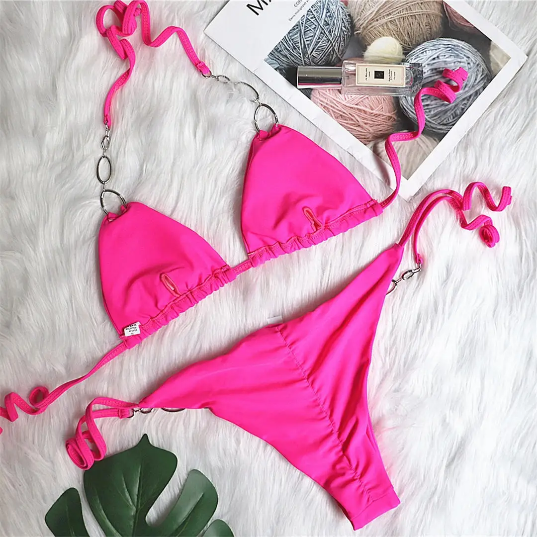 Halter Diamond Bikini Damen-Badeanzug Zweiteiliger Bikini-Set Scrunch Butt Brasilianischer Badeanzug Badebekleidung V2337 – Detail 39