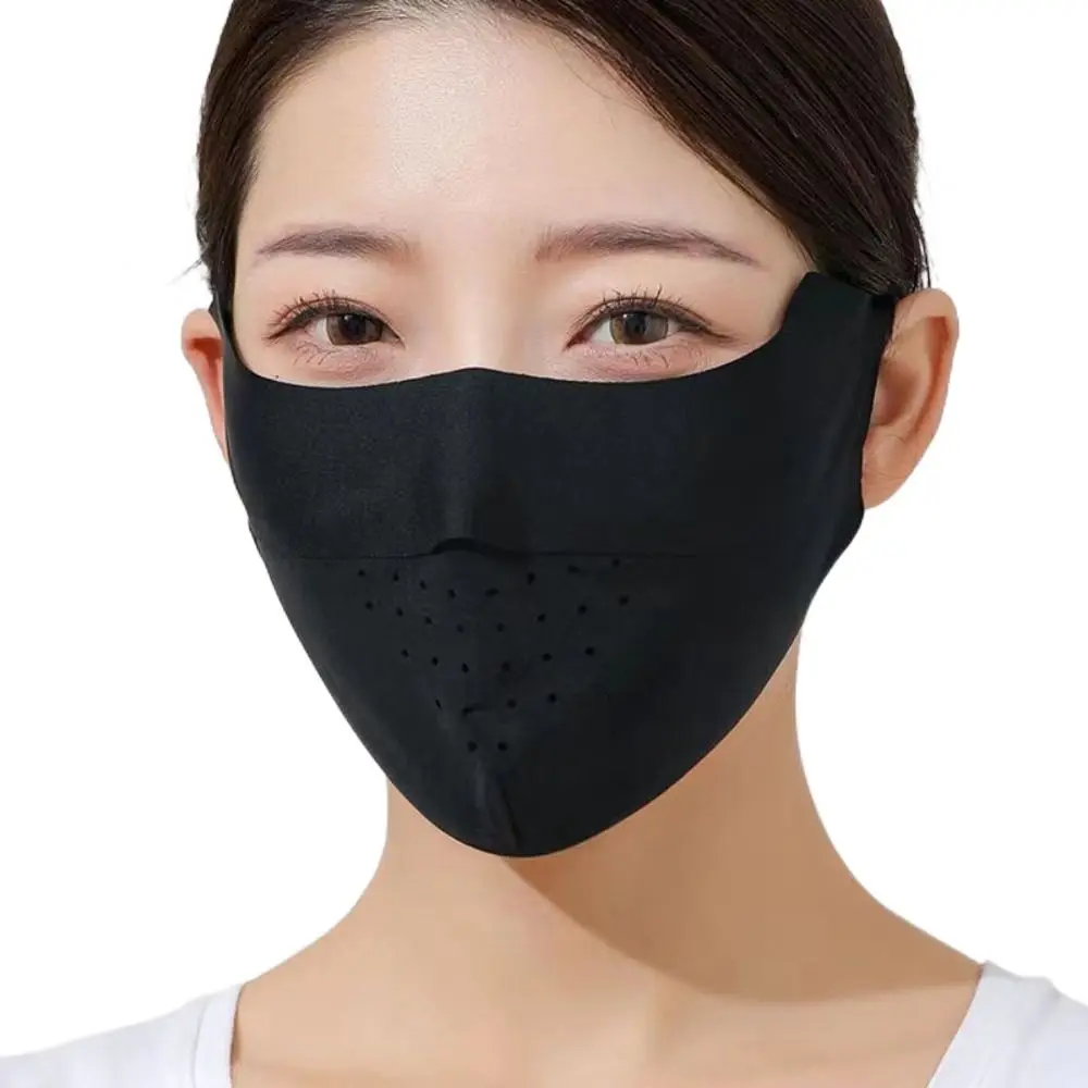 Masker Wajah Olahraga Wanita Pria, masker sutra es tabir surya Anti debu Anti-UV pelindung matahari dapat dicuci dan bernafas