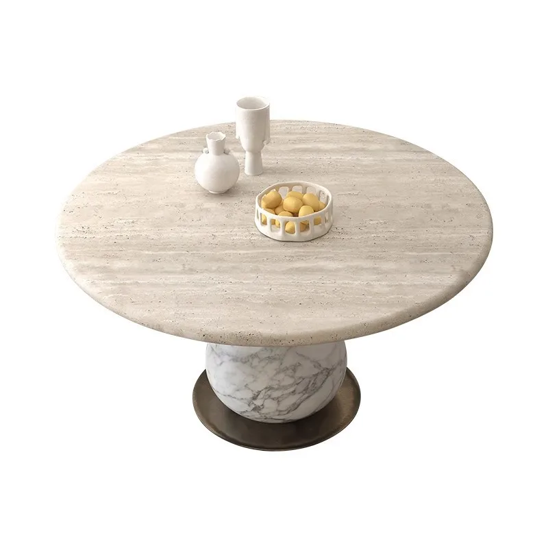 

Medieval, marble, round, dining table, light luxury, high-end, household, light luxury