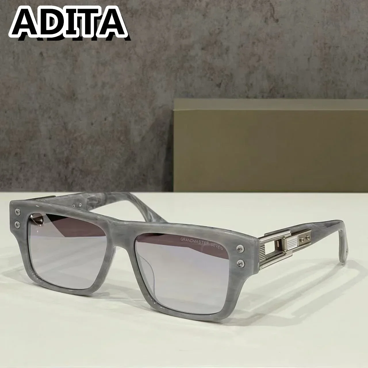 GRANDMASTER Seven نظارات شمسية عالية الجودة للرجال بتصميم عصري من التيتانيوم للنساء مع صندوق