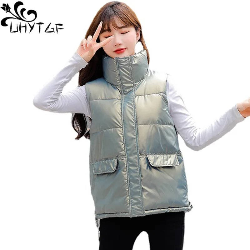 UHYTGF New Down Cotton autunno inverno gilet giacca Parker senza maniche da donna donna Casual caldo studenti ragazza gilet cappotto 2381