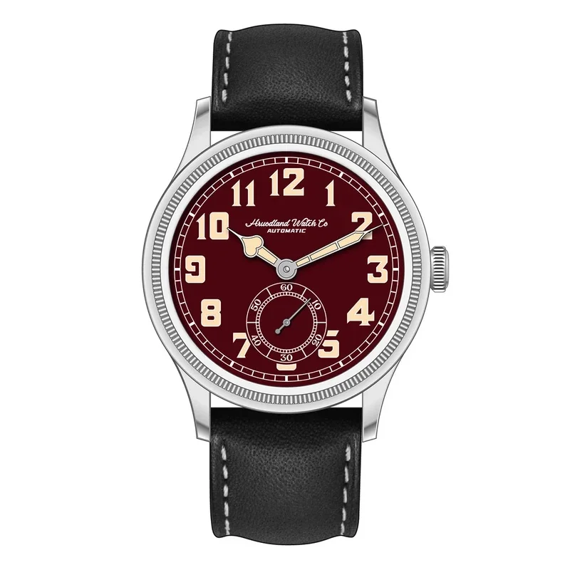 Hruodland F027 New Retro Classic Men Watches Automatic Mechanical Stainless Steel Brown Leather Wristwatch Male