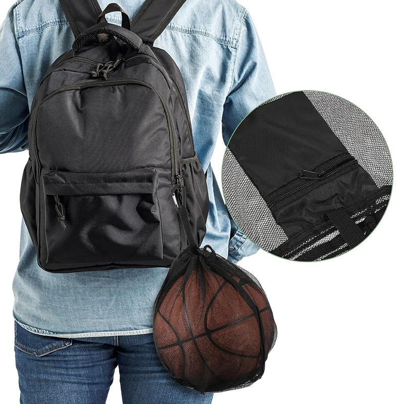 Tas Ransel Serbaguna dengan Tali Serut untuk Bola Basket, Tas Jala untuk Sepak Bola, Bola Voli, Tas Penyimpanan Olahraga, Tas Perjalanan untuk Mainan dan Bola