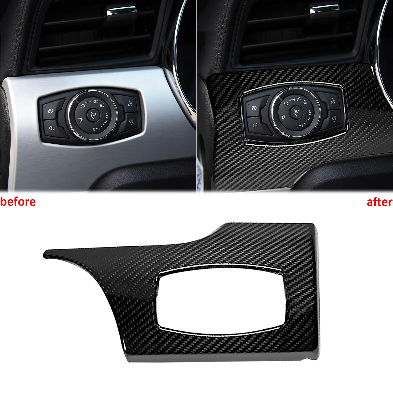 For Ford Mustang 2014-2018 Carbon Fiber Finish Interior Dashboard Sticker