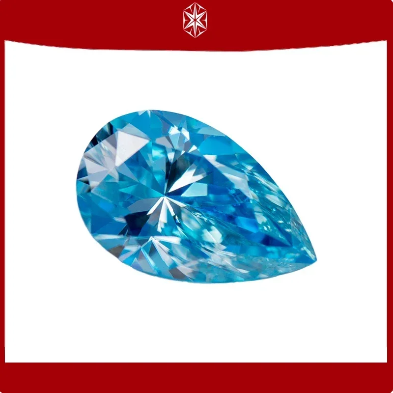 Moissanite Stone Pear Cut Aquamarine Colour Lab Created Heat Diamond Advanced Jewelry Making Materials with GRA Certificate