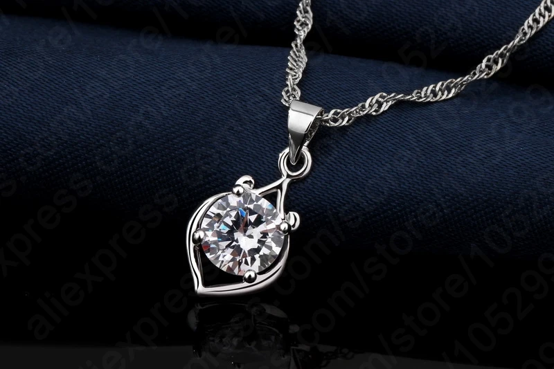 Charming Luxury Elegant Rhinestone Pendant Jewelry Set Include 925 Sterling Silver Necklace/Earring Sets