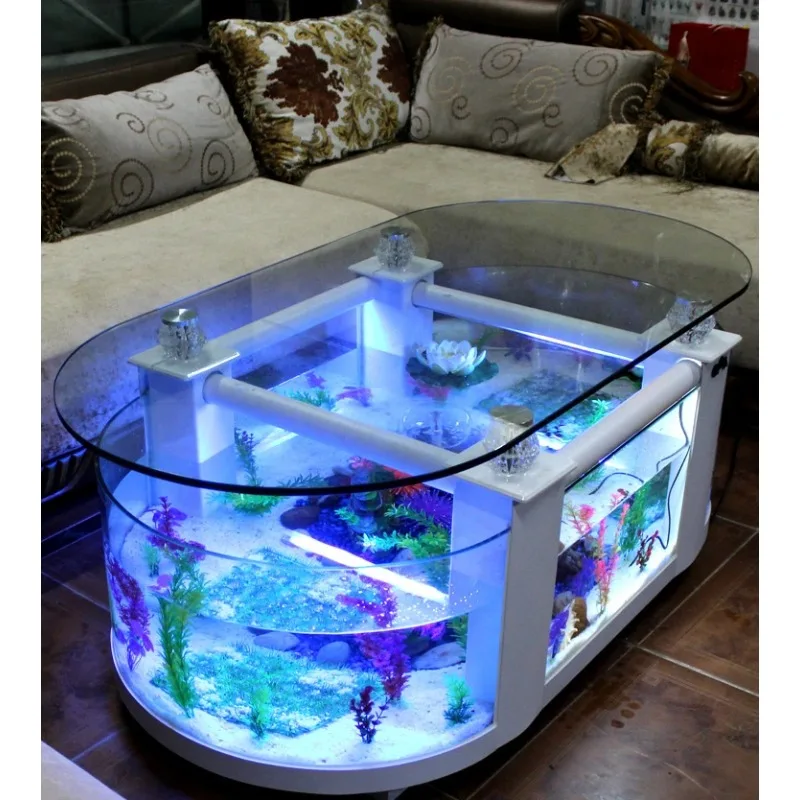 Large Ecological Coffee Table, Fish Tank, Aquarium, Glass Tabletop, Turtle Tank, Medium TV Cabinet