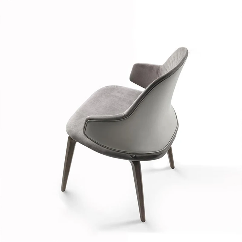 Meio Back Dining Chair com Braço Tecido, ash Wood, Design simples