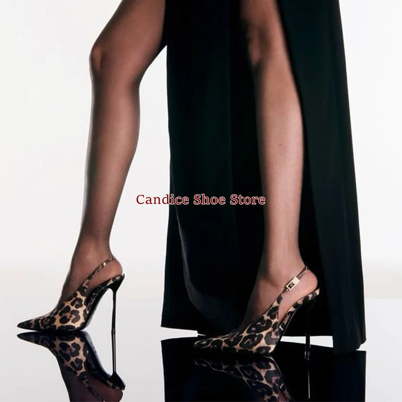 

Leopard Print Pointed Toe Stiletto High Heels Sexy Large Size Women's Shoes