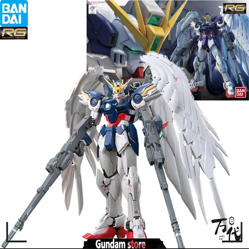 Bandai Genuine Model Kit Anime Figures RG 1/144 XXXG-00W0 Flying Wing Gundam Zero EW Assembly Plastic Model Toy Gifts Kids