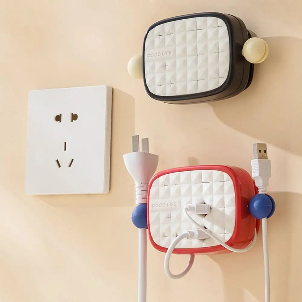 

Multifunctional Plastic Cartoon Wire Storage Rack Dustproof Wall-mounted Socket Storage Box Cute Cord Plug Clip Desktop