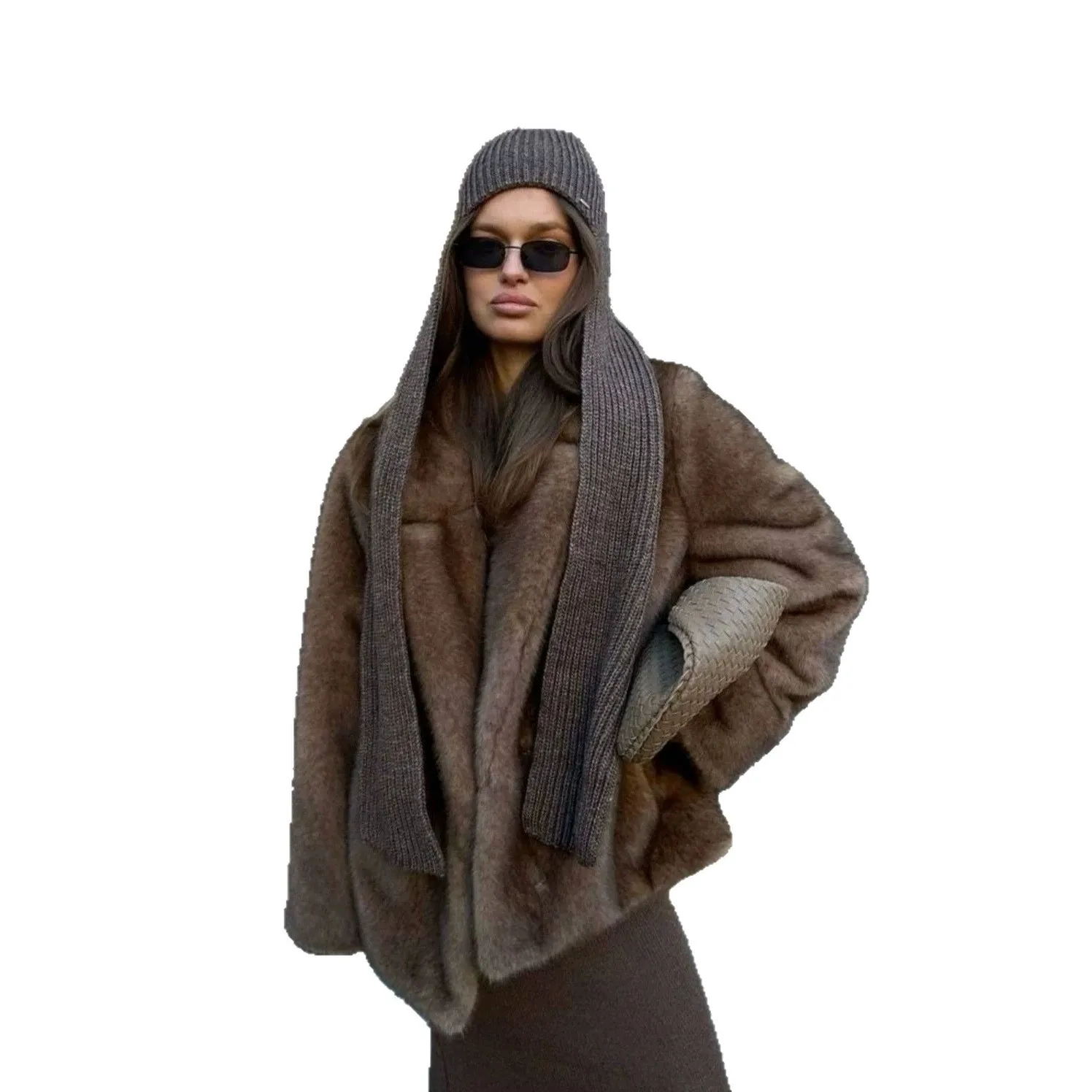 Pocket Hoodless Loose Fit Coat with Mid Long Length Streetwear Edgy Street Autumn Notched Lapel Regular Sleeve Skirts for Women
