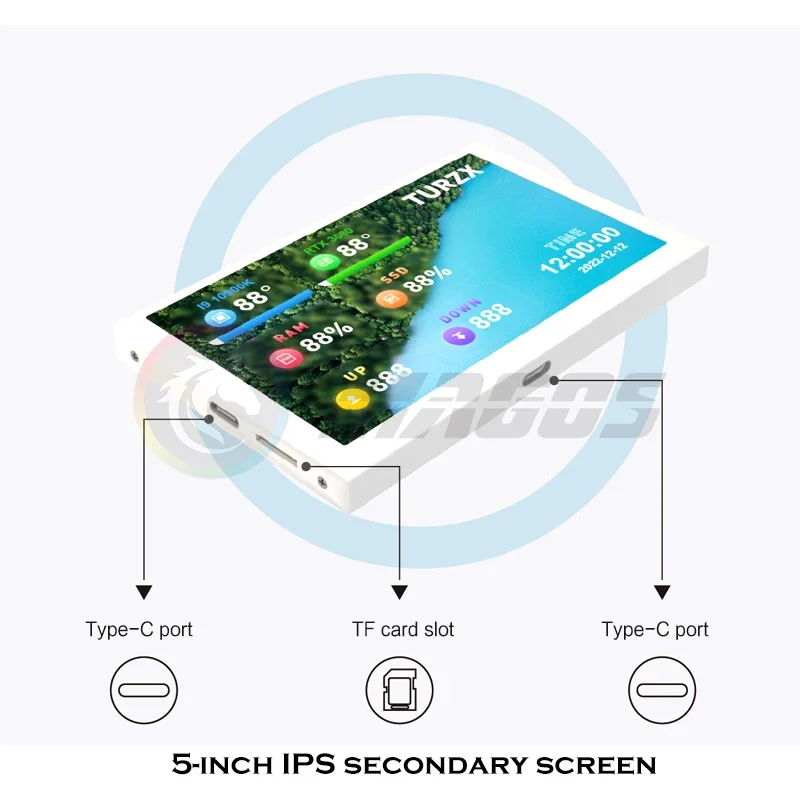 Computer Hardware IPS Display 5 Inch USB TYPE-C Secondary Screen Mini ITX Case Monitor CPU GPU RAM Monitoring Free Of AIDA64