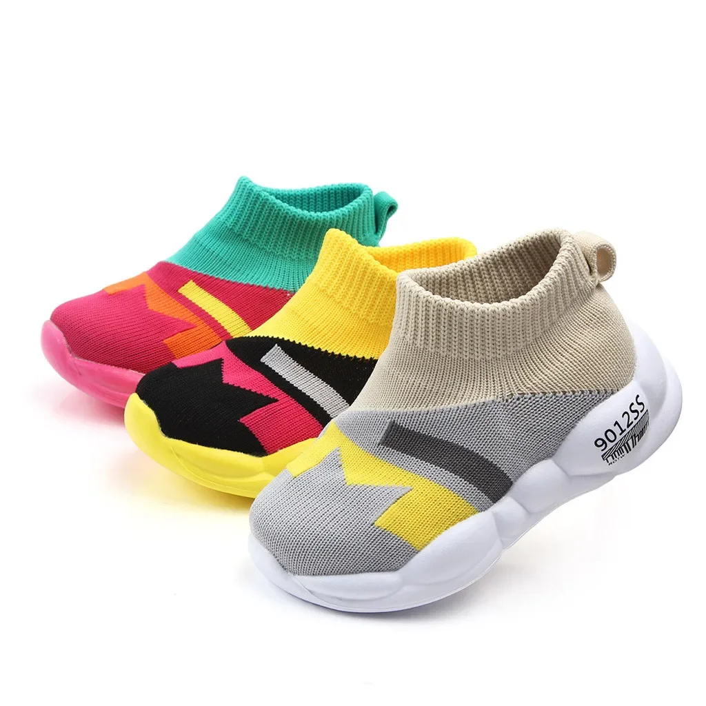 

Kid Shoes Sock Shoes Soft Cotton Slip-on Rubber Sole 1-3 Years Kid Outdoor Walking Casual Shoes Unisex for Boys and Girls