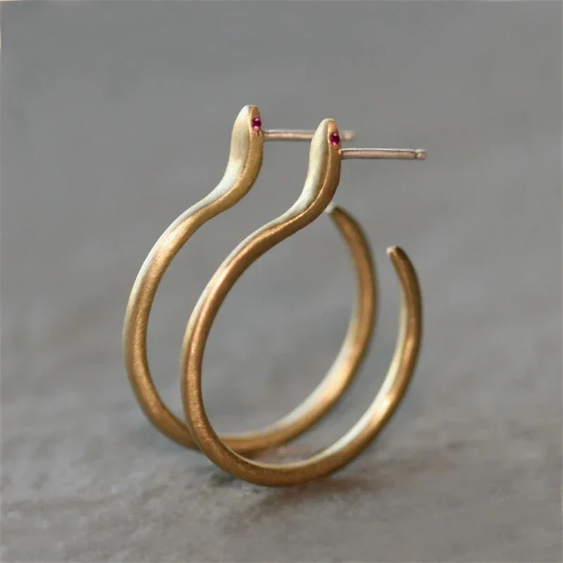 2023 New Vintage Gold Color Snake Hoop Earrings For Women Female Fashion Jewelry Custom Jewelry