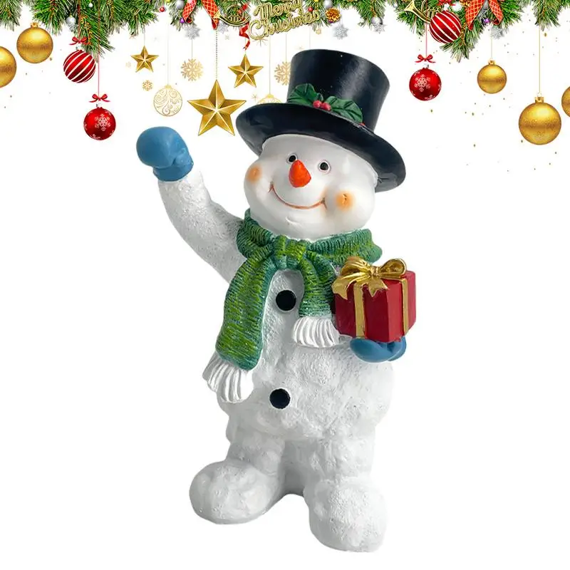 

Snowman Statue Small Desktop Sculpture Resin Christmas Desktop Figurines Winter Decor Sculpture Ornament For Home Christmas Part