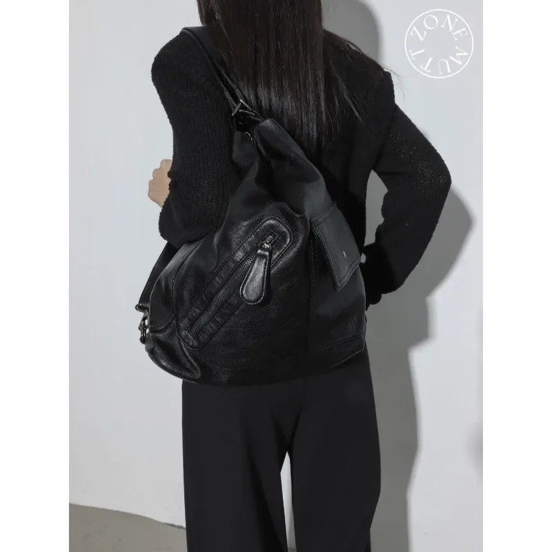 Sac à bandoulière en cuir souple coréen pour femme, sacs fourre-tout à grande capacité, sacs à dos vintage Y2k Hottie, Punk ChimStreetwear, initié