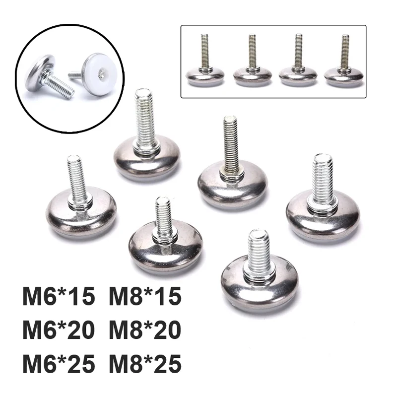 4 Pieces Adjustable Furniture Legs Metal Anti-slip Base Coffee Table Cabinet Leg Pad M6 M8 Leveling Feet Leveler 15mm-25mm DIY