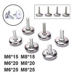 8 Pieces Metal Furniture Legs Anti-slip Base M6 M8 Screw Table Cabinet Leg Pad Adjustable Leveling Feet Leveler 15mm-25mm