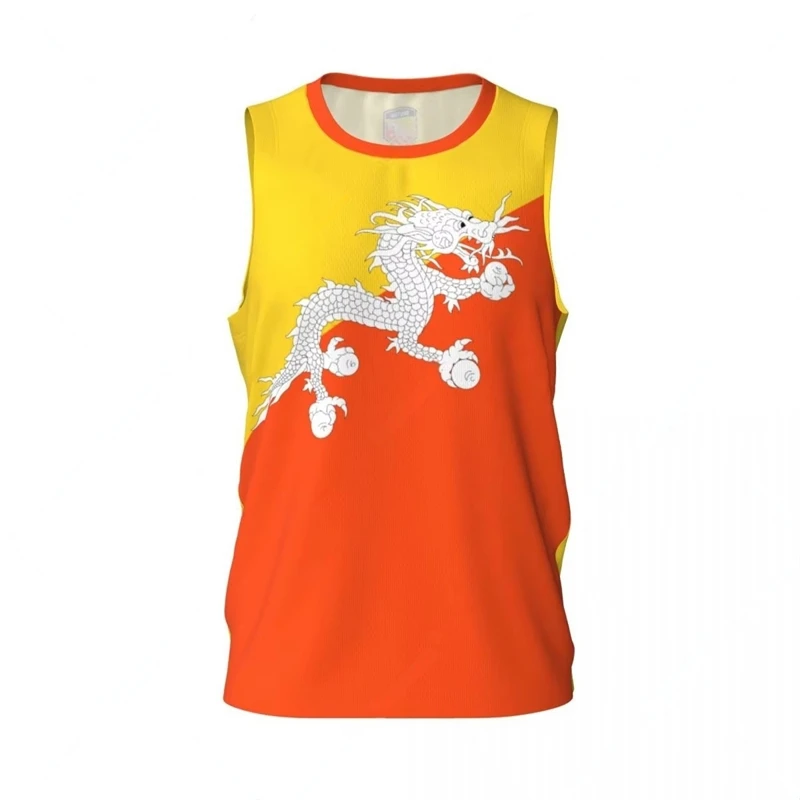 Bhutan Flag Basketball Tank Top Fashion Summer 3D National Emblem Printed Jersey Vest Loose Breathable Sports Sleeveless Tees