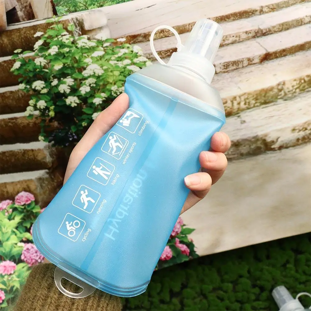 

Hiking TPU Folding Water Bottle Water Bag Soft Flask Sport Water Bottle Blue Hydration Pack Running