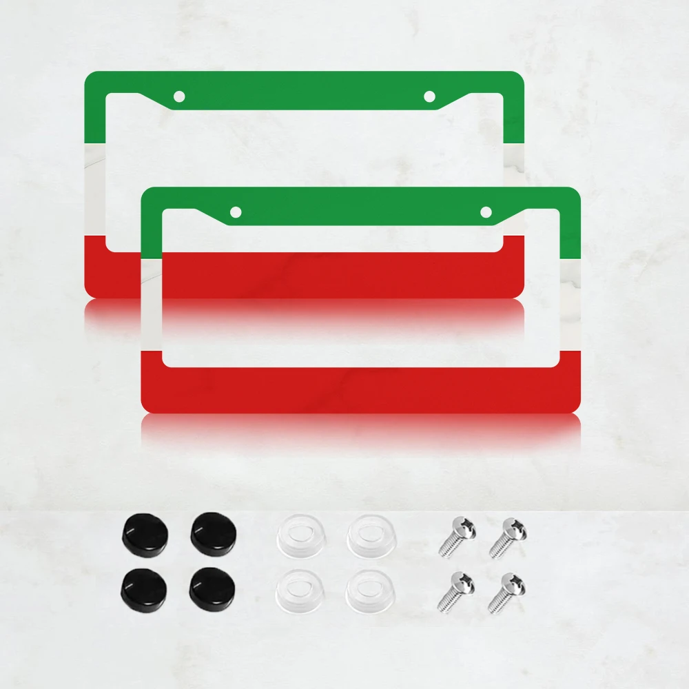 

2PC Iranian Imperial State Flag Aluminum License Plate Frame - 6 x 12 Inch US Standard Size, Decorative Car License Plate