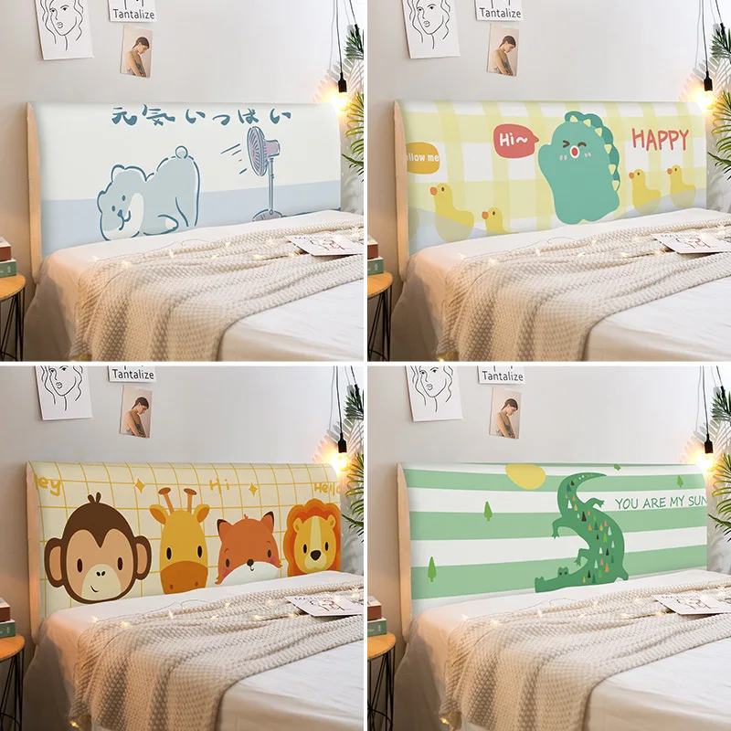 Monkey Fox Lion Elastic All-inclusive Furniture Bed Head Cover Printed Cartoon Universal Dust-Proof Bedroom Sofa Headboard Cover