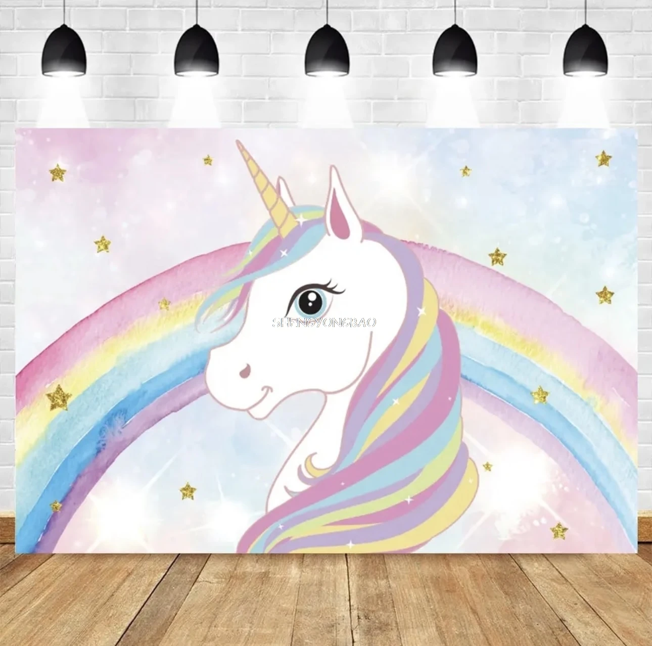 Cenários fotográficos com tema de unicórnio arco-íris, decoração de festa de primeiro aniversário de bebê, fundo de estúdio fotográfico XM-01