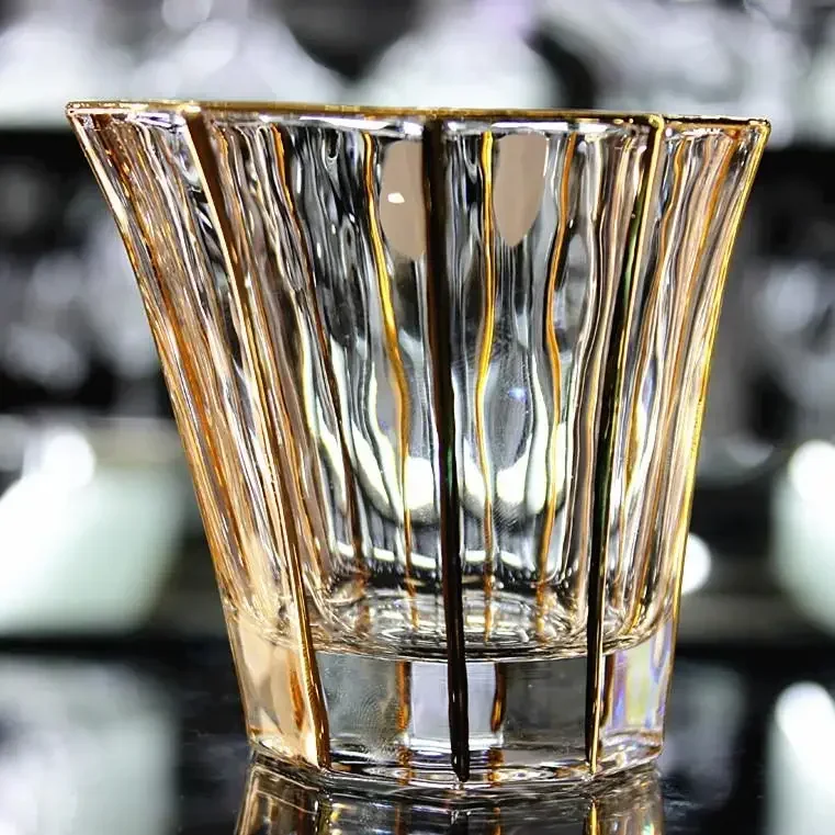 Spirits Brandy Tea Glass - European-style Large-scale Crystal Glass Drawing Gold Wine Whiskey Beer Glass