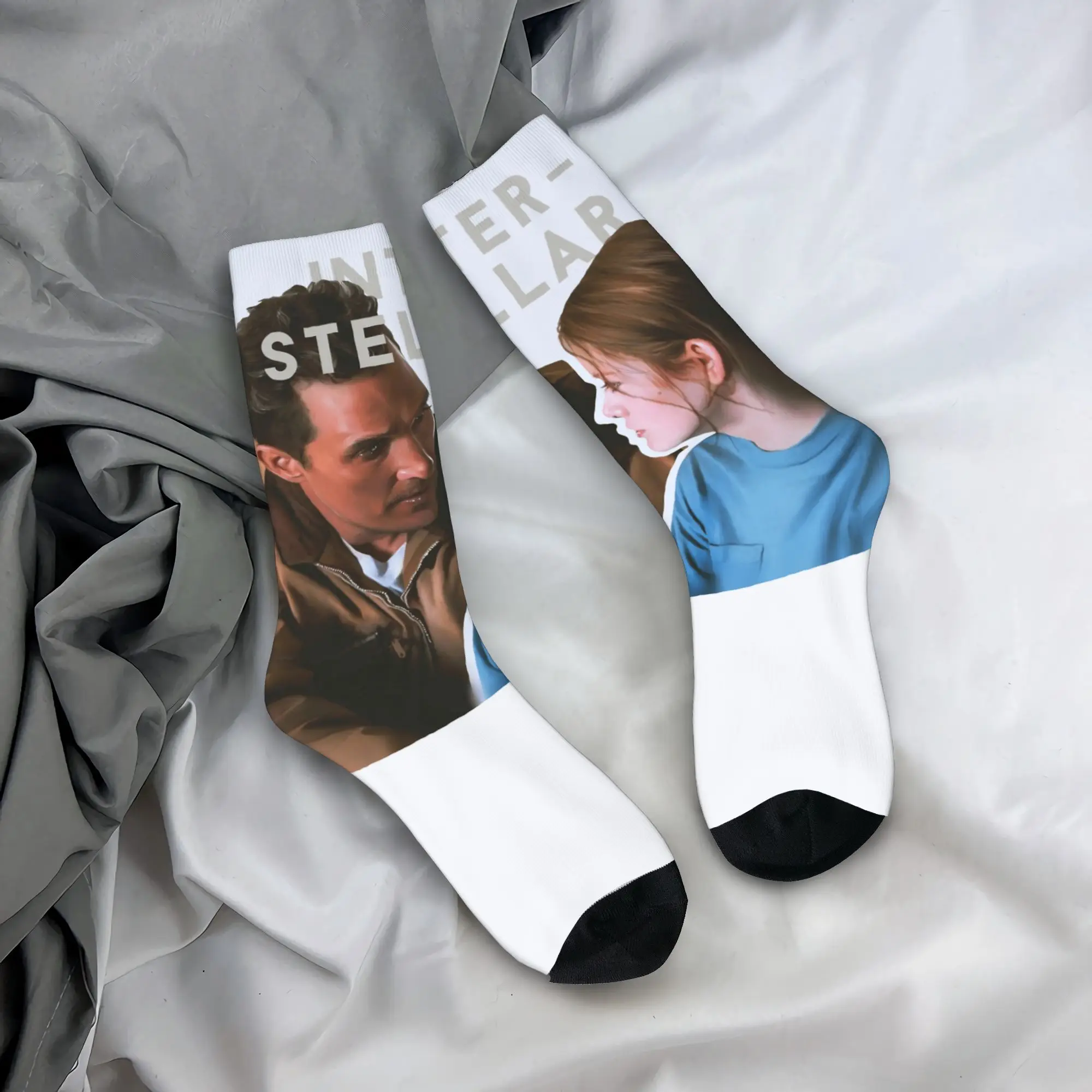 

Женские и мужские носки, чулки из фильма «Межзвездный фильм», осенние забавные носки высокого качества, велосипедные носки против пота на заказ