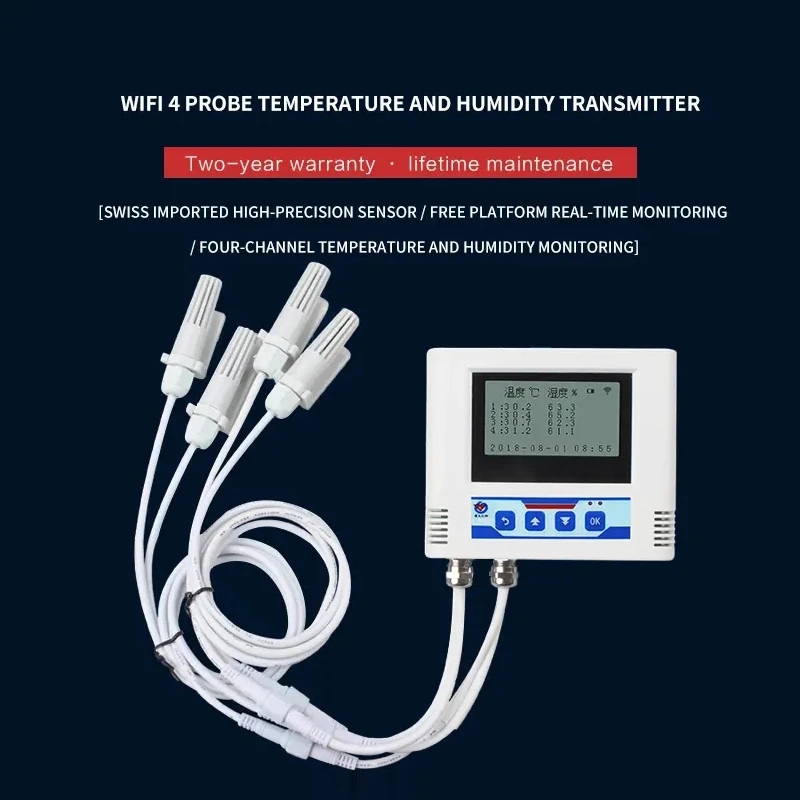 Capteur de température et d'humidité industriel, écran LCD à distance, multi-sondes Wi-Fi