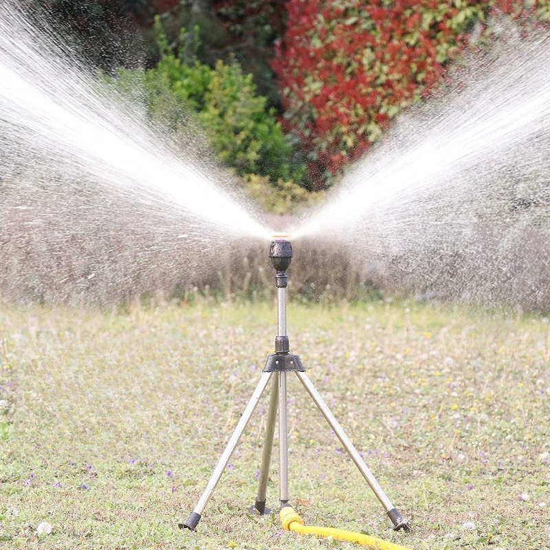 Useful 360°Rotary Garden Sprinkler Tripod Telescopic Support Stand Stainless Steel Sprinkler Head Lawn Irrigation Watering Tool