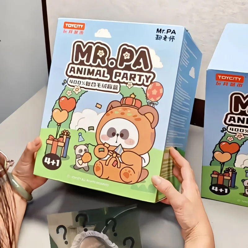 

New Mr.Pa 400% Animal Party Blind Box Large Panda Plush Doll Kawaii Soothing Companion Cute Desk Decor For Halloween Kids Gifts
