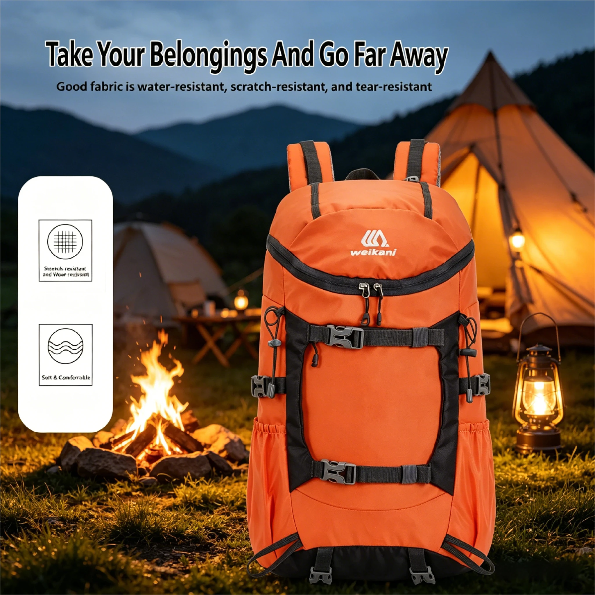 30L Waterproof Oxford Cloth Backpack Multifunctional Outdoor Rucksack Hiking Camping Trekking Mountaineering Daily Use Bag