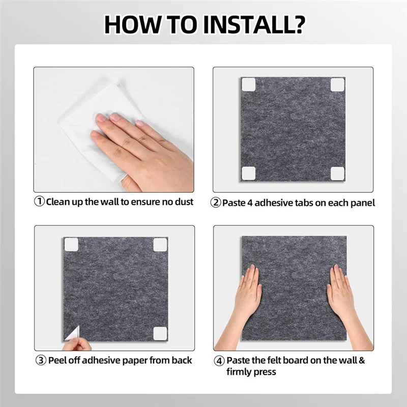 Carrelage mural en feutre avec 60 punaises et étiquettes adhésives amovibles sûres pour tableau d'affichage au bureau
