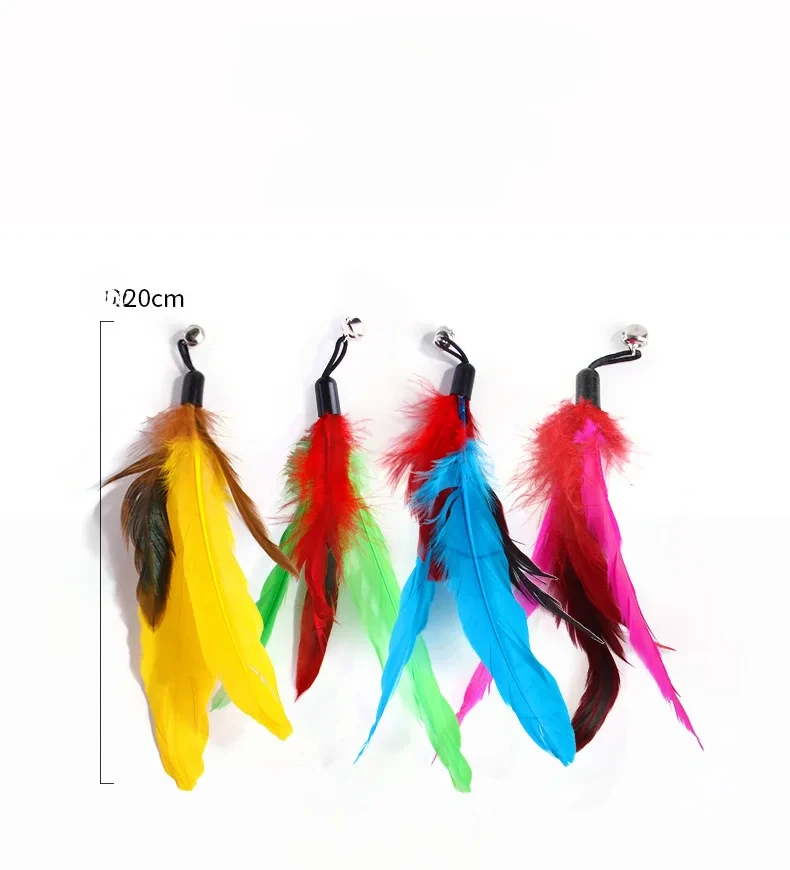 Retractable Pet Cat Caterpillar Feather Replacement Head Toy Set Funny Cat Stick Fishing Rod Cat Toys Interactive Pet Products