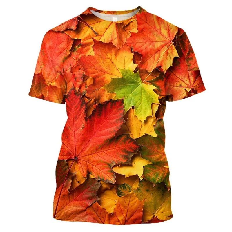 

Summer Casual Creative Maple Leaf Graphic T Shirts For Men 3d Printed Oversized Leisure Personality Round Neck Tees Tops Clothes