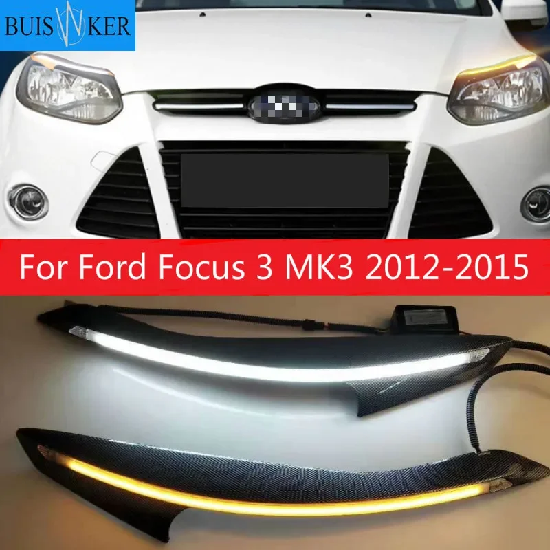 

Car Headlight Eyebrow Decoration Turn Signal DRL LED Daytime Running Light for Ford Focus 3 MK3 2012-2015