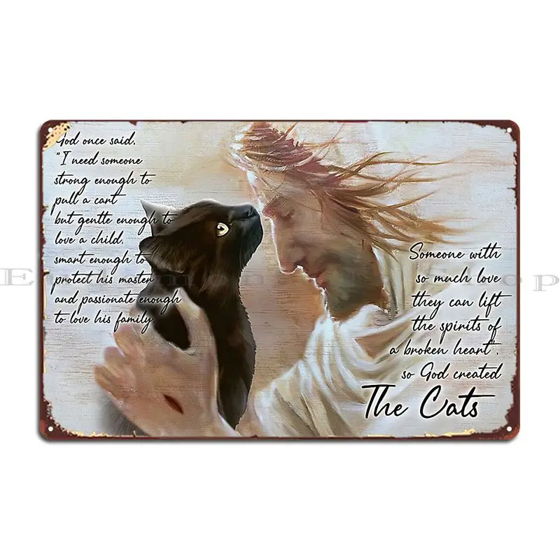 Черный кот, Бог, Бог, когда-то сказал, что мне нужен достаточно сильный, чтобы тянуть тележку, металлические знаки, кинотеатр, индивидуальная настенная фотография